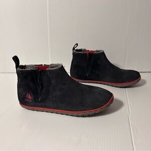 L.L. Bean suede gray lined pull-on ankle boots women size 8 M